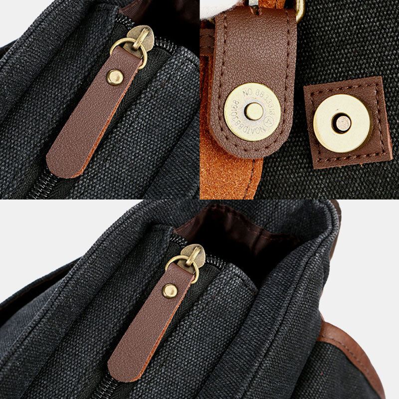 Miesten Canvas Monitaskuinen Kulumisenkestävä Vintage Business Messenger Bag Kannettavan Tietokoneen Laukku Crossbody Bag Käsilaukku