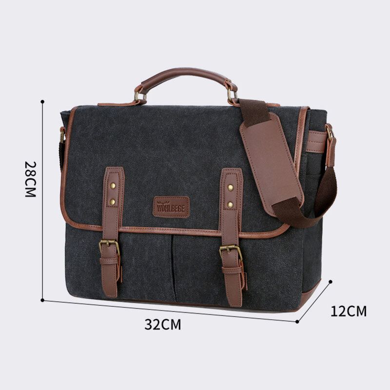 Miesten Canvas Monitaskuinen Kulumisenkestävä Vintage Business Messenger Bag Kannettavan Tietokoneen Laukku Crossbody Bag Käsilaukku