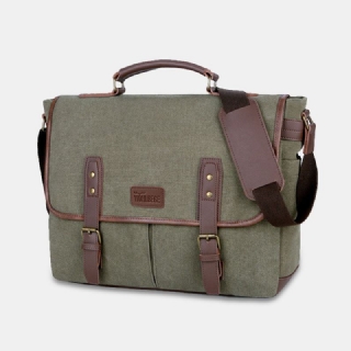 Miesten Canvas Monitaskuinen Kulumisenkestävä Vintage Business Messenger Bag Kannettavan Tietokoneen Laukku Crossbody Bag Käsilaukku