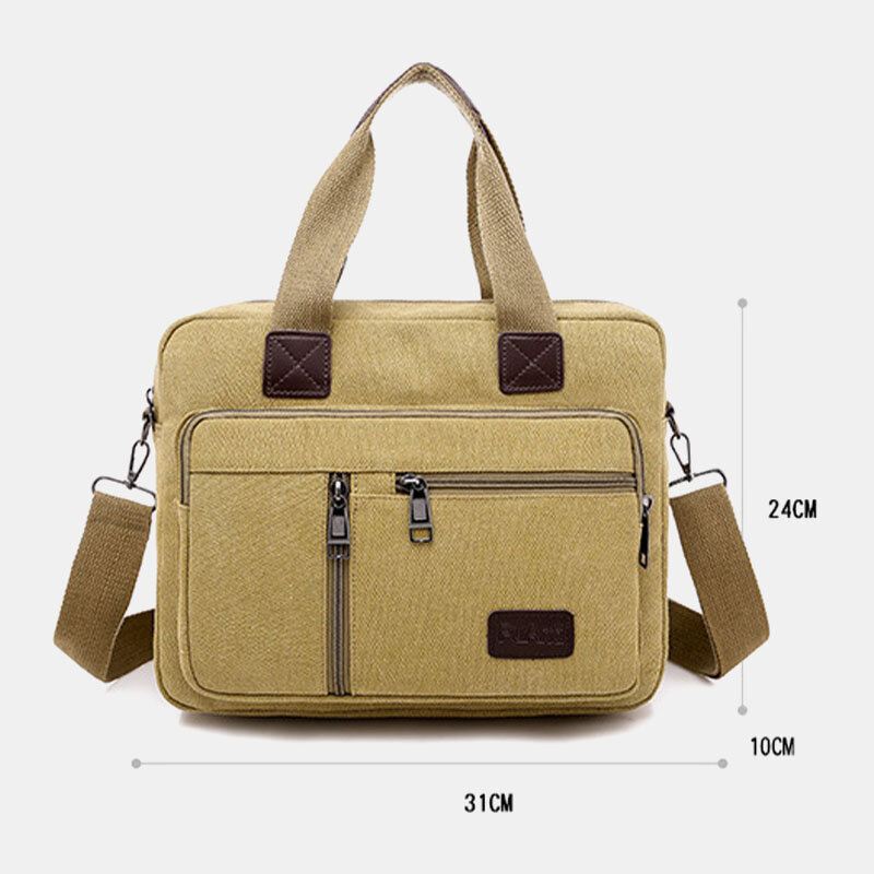 Miesten Canvas Monitaskuinen Suuri Kapasiteetti Varkaudenesto Crossbody Laukku