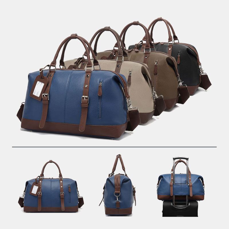 Miesten Canvas Pu Nahka Suuri Tilavuus Monitaskuinen Käsilaukku Olkalaukku Matkalaukku Duffle Bag Crossbody Bag