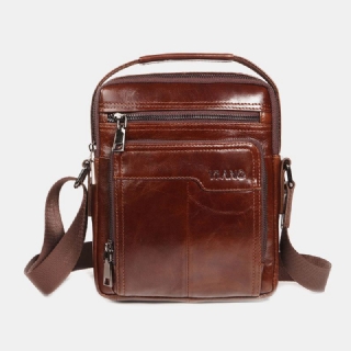 Miesten Ensimmäisen Kerroksen Lehmännahkainen Kaksinkertainen Etutasku 7.9 Tuuman Ipad Mini Messenger Bag Crossbody Bag Opettajan Laukku