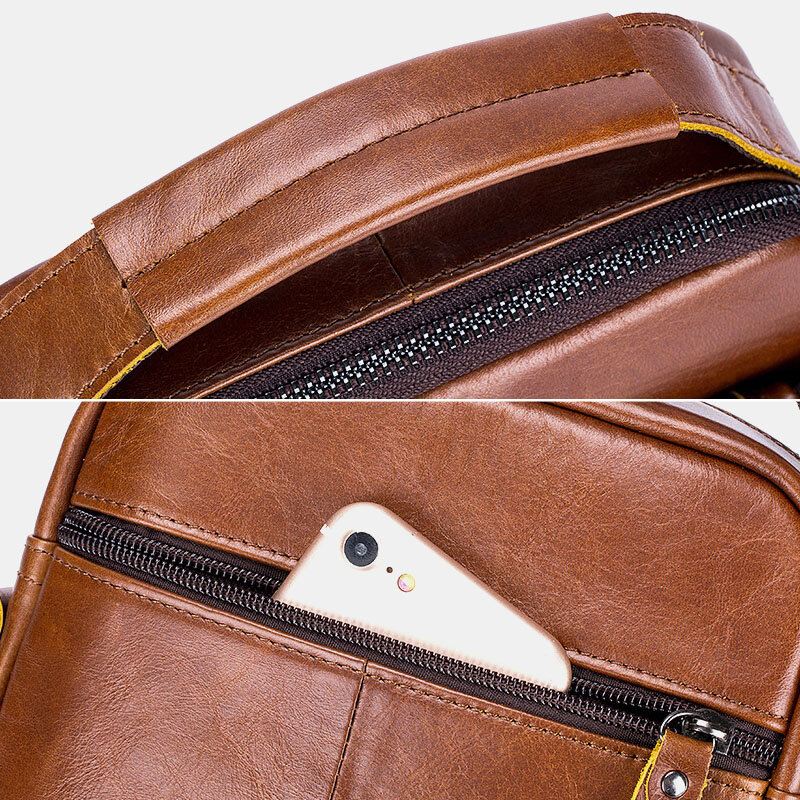 Miesten Ensimmäisen Kerroksen Lehmännahkainen Varkaudenesto Crossbody Laukut Monitoiminen Kulutusta Kestävä Suuri Kapasiteetti Messenger Bag Käsilaukku