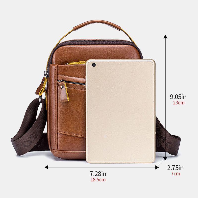 Miesten Ensimmäisen Kerroksen Lehmännahkainen Varkaudenesto Crossbody Laukut Monitoiminen Kulutusta Kestävä Suuri Kapasiteetti Messenger Bag Käsilaukku