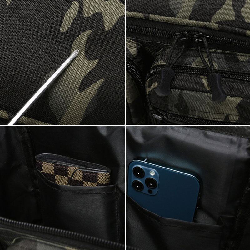 Miesten Kalalaukku Monitaskuinen Ulkokäyttöinen Taktinen Laukku Crossbody Laukku Vyötärölaukku Oxford Camo Pattern