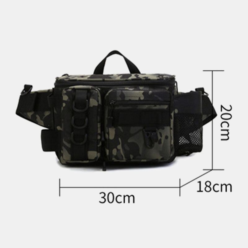 Miesten Kalalaukku Monitaskuinen Ulkokäyttöinen Taktinen Laukku Crossbody Laukku Vyötärölaukku Oxford Camo Pattern