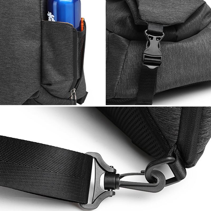 Miesten Oxfords Kangas Urheilu Vedenpitävä Usb-lataus Design Crossbody Laukku Säädettävä Hihna Rento Rintalaukku