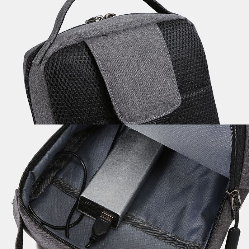 Miesten Polyesteri Usb-lataus Suuri Kapasiteetti Monikerroksinen Business Crossbody Bag Rintalaukku Sling Bag