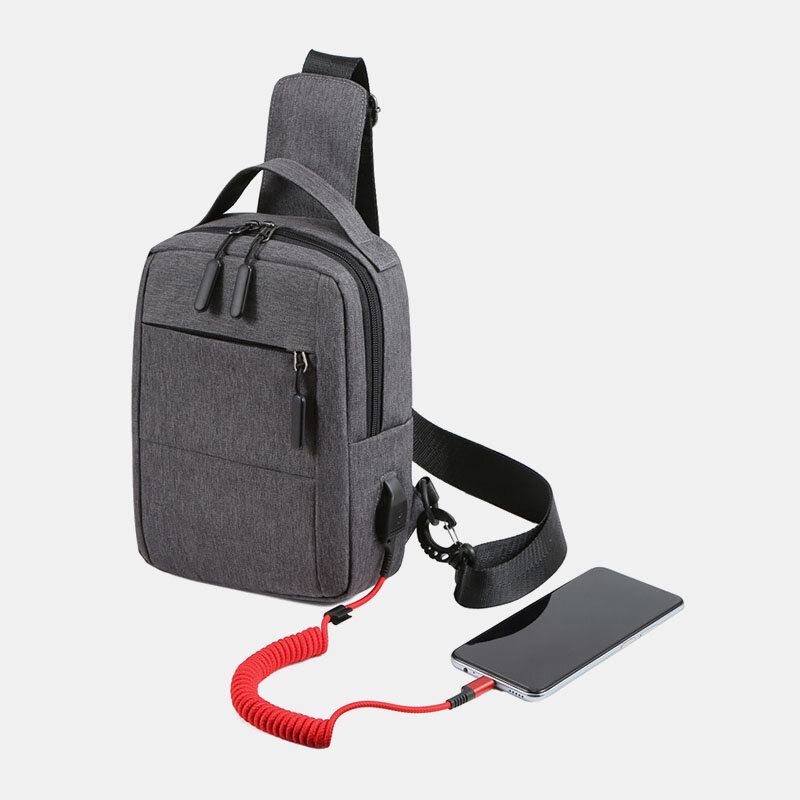 Miesten Polyesteri Usb-lataus Suuri Kapasiteetti Monikerroksinen Business Crossbody Bag Rintalaukku Sling Bag