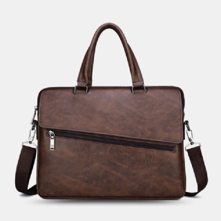 Miesten Pu Nahka Monikäyttöinen Varkaudenesto Vintage Business Messenger Bag Crossbody Bag Käsilaukku Olkalaukku