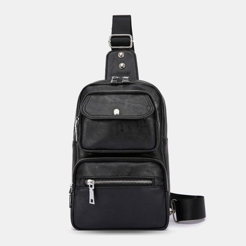 Miesten Pu Nahka Monitaskuinen Suuri Kapasiteetti Vintage Crossbody Bag Rintalaukku Sling Bag