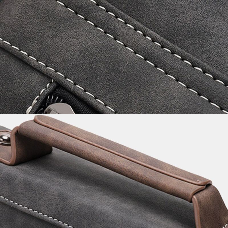 Miesten Pu Nahka Suuri Kapasiteetti Vintage Casual Vedenpitävä Hengittävä Crossbody Laukut Olkalaukut Käsilaukku