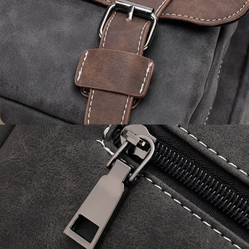 Miesten Pu Nahka Suuri Kapasiteetti Vintage Casual Vedenpitävä Hengittävä Crossbody Laukut Olkalaukut Käsilaukku