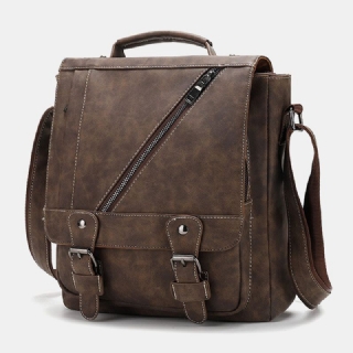 Miesten Pu Nahka Suuri Kapasiteetti Vintage Casual Vedenpitävä Hengittävä Crossbody Laukut Olkalaukut Käsilaukku