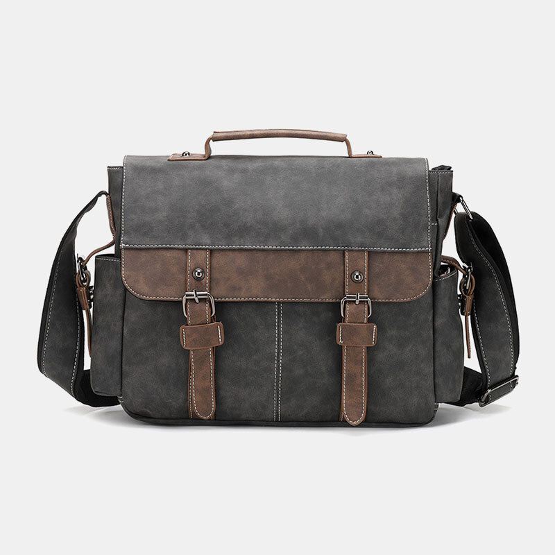 Miesten Pu-nahkainen Läppä Suuri Tilavuus Crossbody Laukut Rento Muoti Monitaskuinen Messenger Bag Käsilaukku Olkalaukku