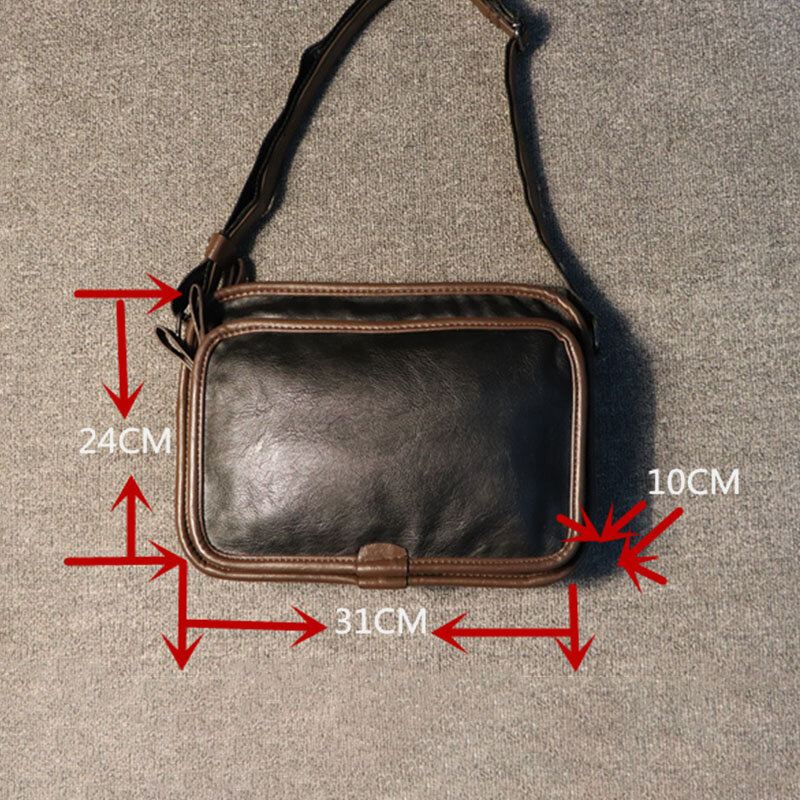 Miesten Rento Pehmeä Nahkainen Selkä Varkaudenesto Tasku Crossbody Laukut Messenger-olkalaukku