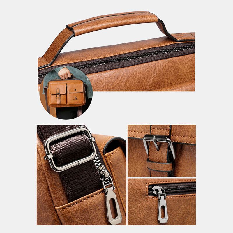 Miesten Vaakasuora Suuri Kapasiteetti Pu-nahkainen Crossbody Laukut Vedenpitävä Kulutusta Kestävä Messenger Bag Olkalaukku Käsilaukku