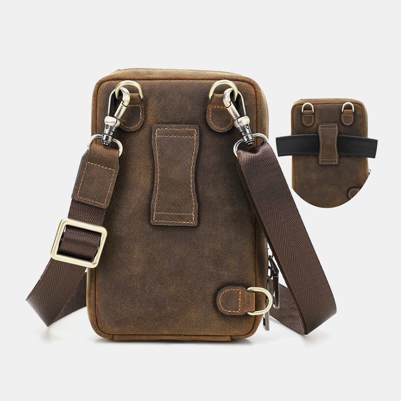 Miesten Vintage Aitoa Nahkaa Vetoketjulla Sivussa Vaihdettavat Hihnat Crossbody Laukku Suurikapasiteettinen Vyölaukku Vyötärölaukku