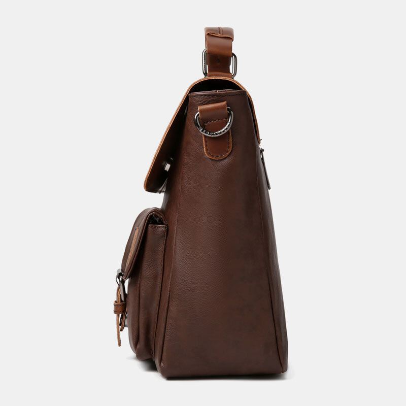 Miesten Vintage Monitoiminen Kaksinkertainen Etutasku Opettajan Laukku Salkku 14 Tuuman Kannettavan Tietokoneen Laukku Crossbody Olkalaukku