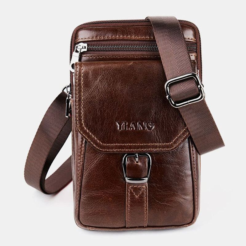 Miesten Vintage Olkalaukku Crossbody Laukku Vyötärölaukku Puhelinlaukku