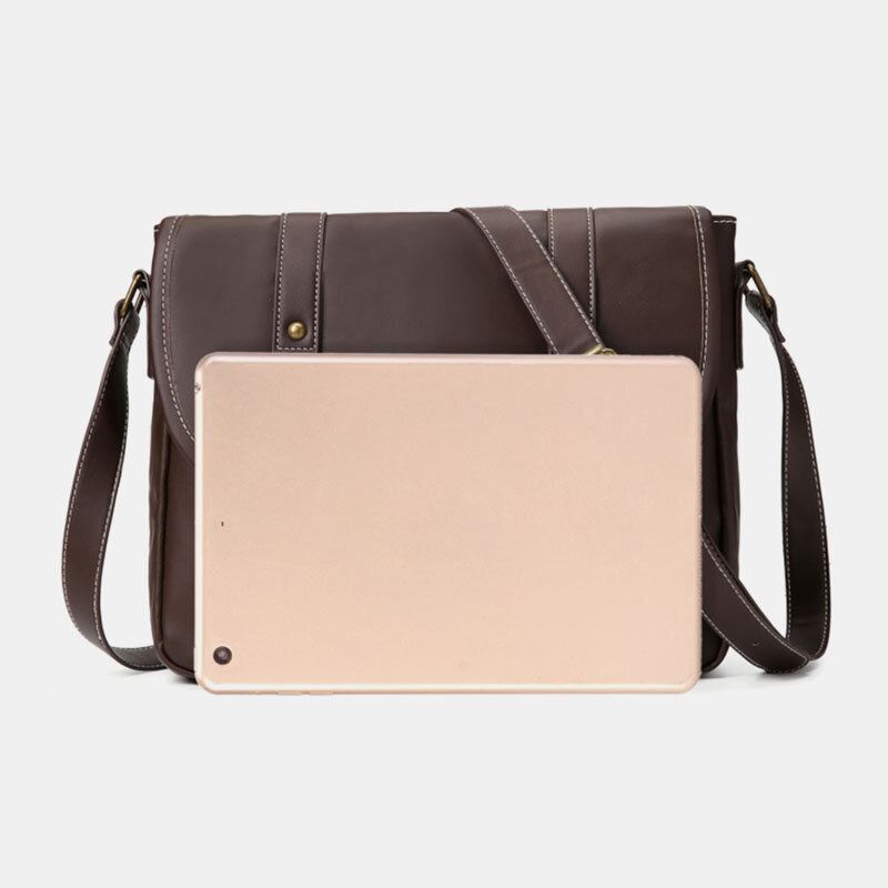 Miesten Vintage Suuri Tilavuus Monitaskuinen Pu-nahkainen Opettajalaukku Crossbody Laukku Lyhyt Olkalaukku