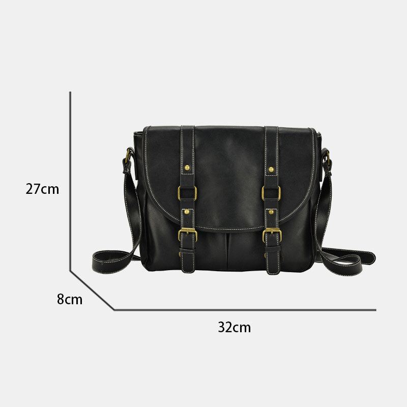 Miesten Vintage Suuri Tilavuus Monitaskuinen Pu-nahkainen Opettajalaukku Crossbody Laukku Lyhyt Olkalaukku