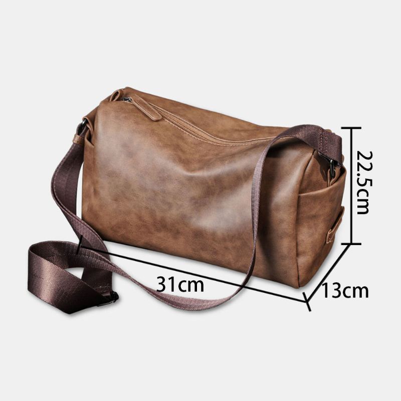 Miesten Vintage Suurikokoinen Crossbody-laukku Keinonahkainen Monitoiminen Olkalaukku