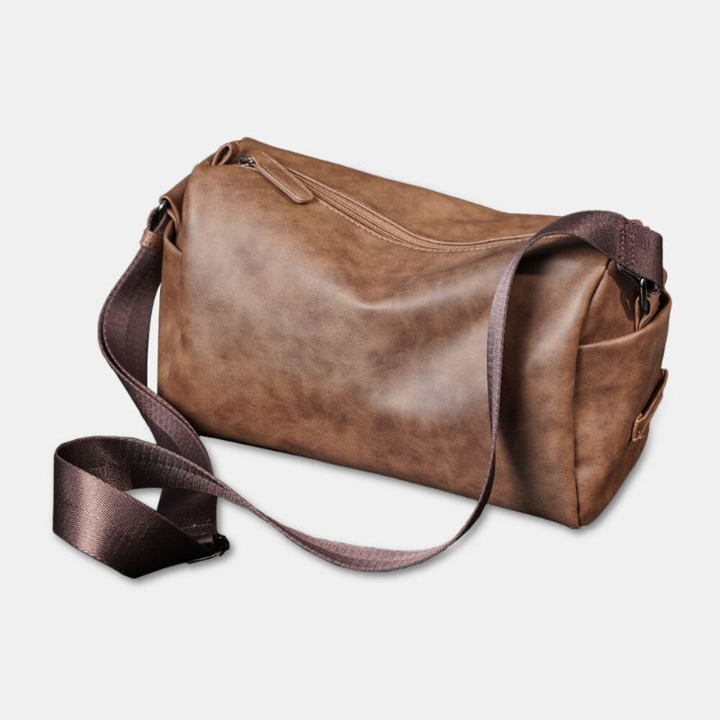 Miesten Vintage Suurikokoinen Crossbody-laukku Keinonahkainen Monitoiminen Olkalaukku