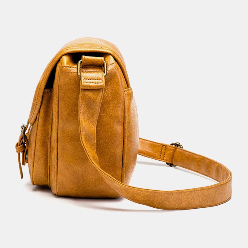 Miesten Vintage Vedenpitävä Monitaskuinen Läppällinen Keinonahkainen Crossbody-laukku