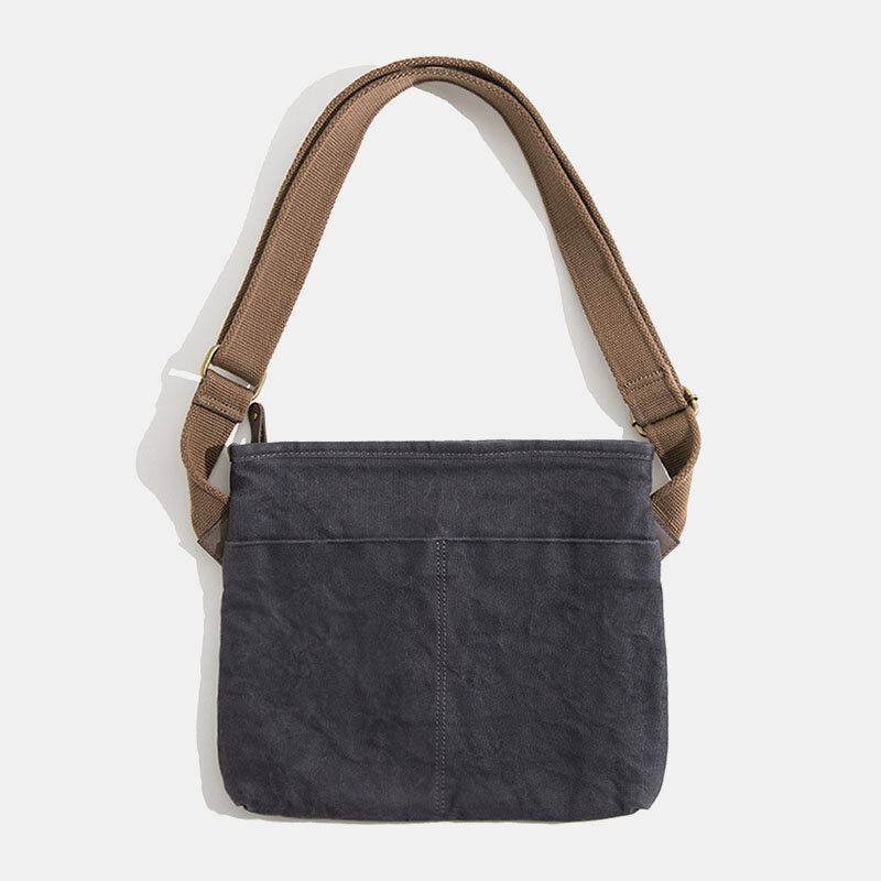 Miesten Yksinkertainen Oil Wax Canvas Messenger Bag Vedenpitävä Vahvistettu Polyesteri Nauha Crossbody Laukku Olkalaukku