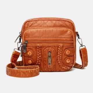 Naiset Pesty Pu Nahka Suuri Tilavuus Retro 6.3 Tuuman Puhelinlaukku Pehmeä Crossbody Laukut Olkalaukku