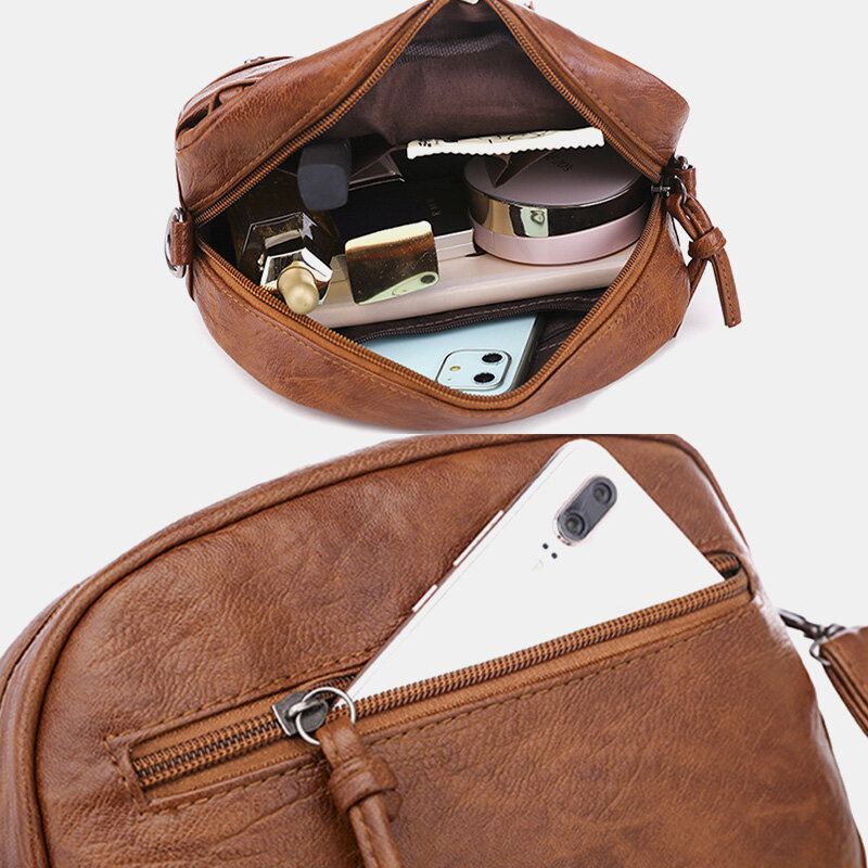 Naiset Pu Nahka Monitaskuinen Retro Fashion 6.3 Tuuman Puhelinlaukku Pehmeä Crossbody Laukut Olkalaukku