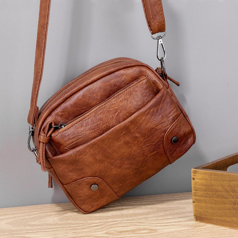 Naiset Pu Nahka Monitaskuinen Retro Fashion 6.3 Tuuman Puhelinlaukku Pehmeä Crossbody Laukut Olkalaukku