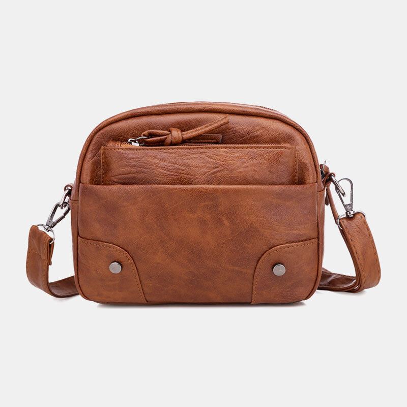 Naiset Pu Nahka Monitaskuinen Retro Fashion 6.3 Tuuman Puhelinlaukku Pehmeä Crossbody Laukut Olkalaukku