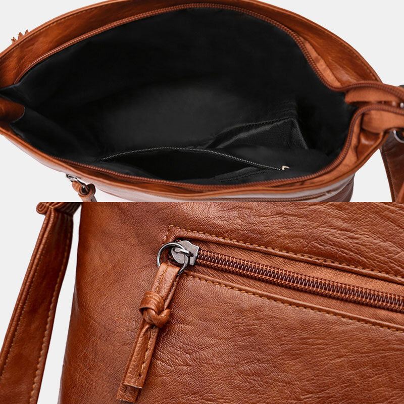 Naiset Pu Nahka Suuri Kapasiteetti Retro 6.3 Tuuman Monitaskuinen Puhelinlaukku Pehmeä Crossbody Laukut Olkalaukku