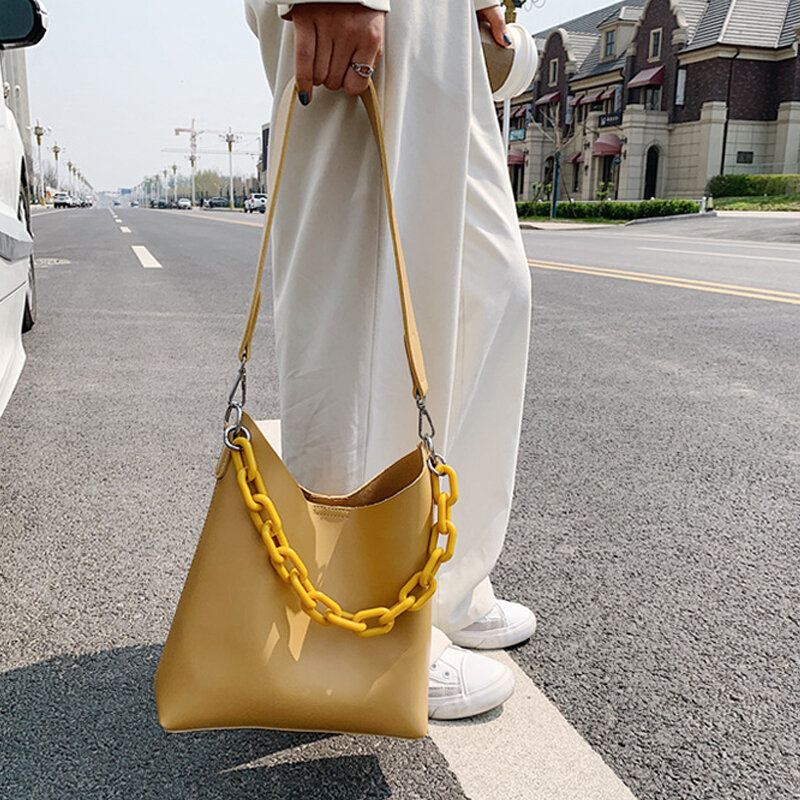 Naisten 2kpl Casual Chain Bucket Bag Olkalaukku