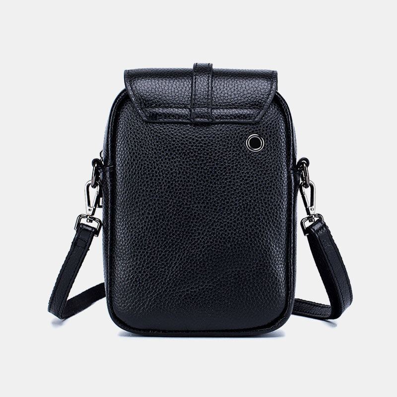 Naisten Aitoa Nahkaa Casual Retro Monikerroksinen Kuulokeaukko 6.5 Tuuman Puhelinlaukku Crossbody Bag