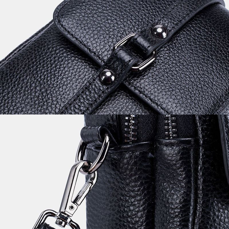 Naisten Aitoa Nahkaa Casual Retro Monikerroksinen Kuulokeaukko 6.5 Tuuman Puhelinlaukku Crossbody Bag