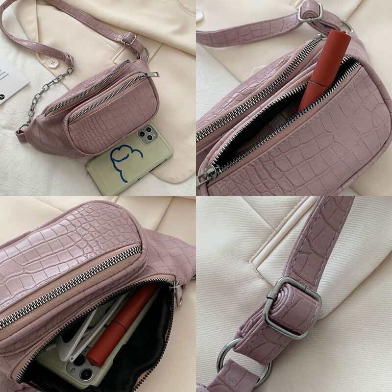 Naisten Alligaattori Croc Pattern-ketjut Multi-carry Vyö Rintalaukku Crossbody Laukku