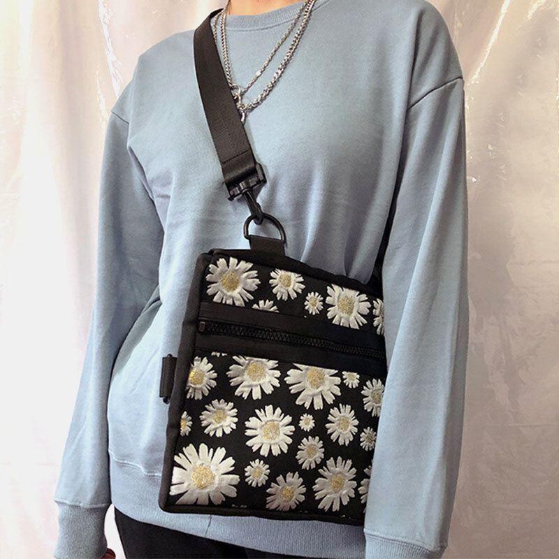 Naisten Daisy Casual Flower Nylon Crossbody Laukku Olkalaukku