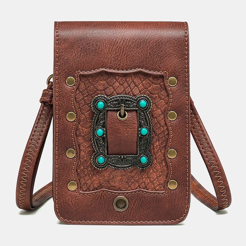 Naisten Irrotettava Olkahihna Hardware Niitti Decor Käärmekuvioinen Läppä Magneettinen Lukko Design Crossbody Laukku Vyötärölaukku