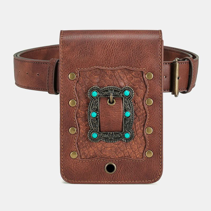 Naisten Irrotettava Olkahihna Hardware Niitti Decor Käärmekuvioinen Läppä Magneettinen Lukko Design Crossbody Laukku Vyötärölaukku