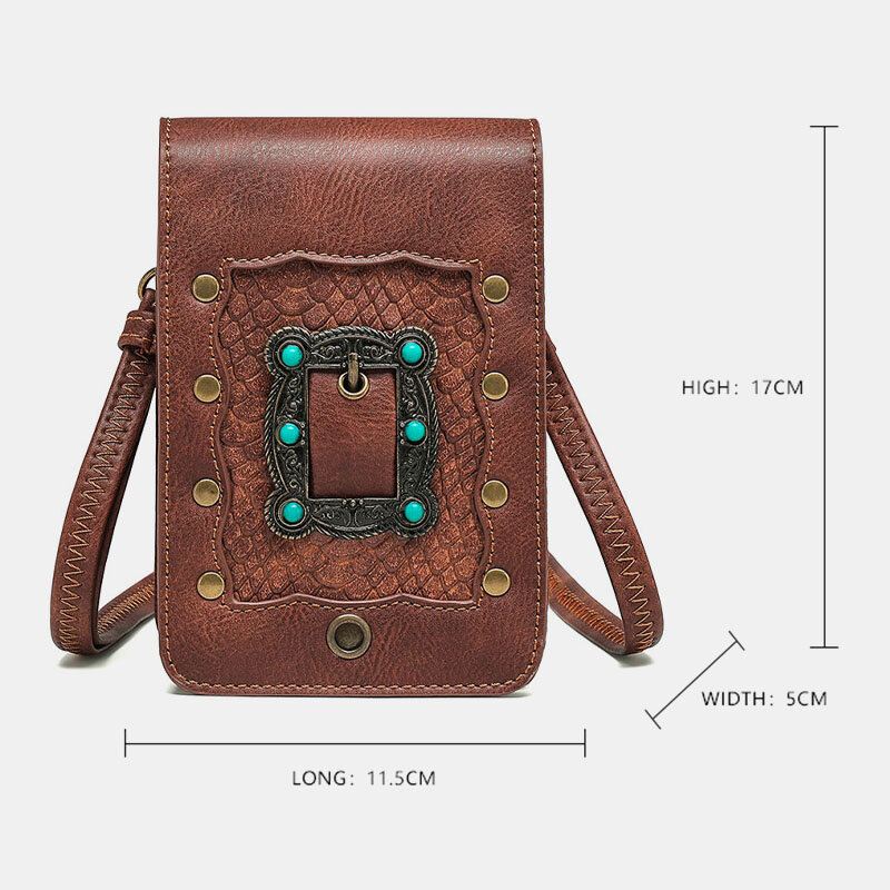 Naisten Irrotettava Olkahihna Hardware Niitti Decor Käärmekuvioinen Läppä Magneettinen Lukko Design Crossbody Laukku Vyötärölaukku