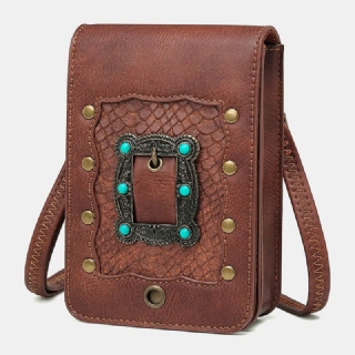 Naisten Irrotettava Olkahihna Hardware Niitti Decor Käärmekuvioinen Läppä Magneettinen Lukko Design Crossbody Laukku Vyötärölaukku