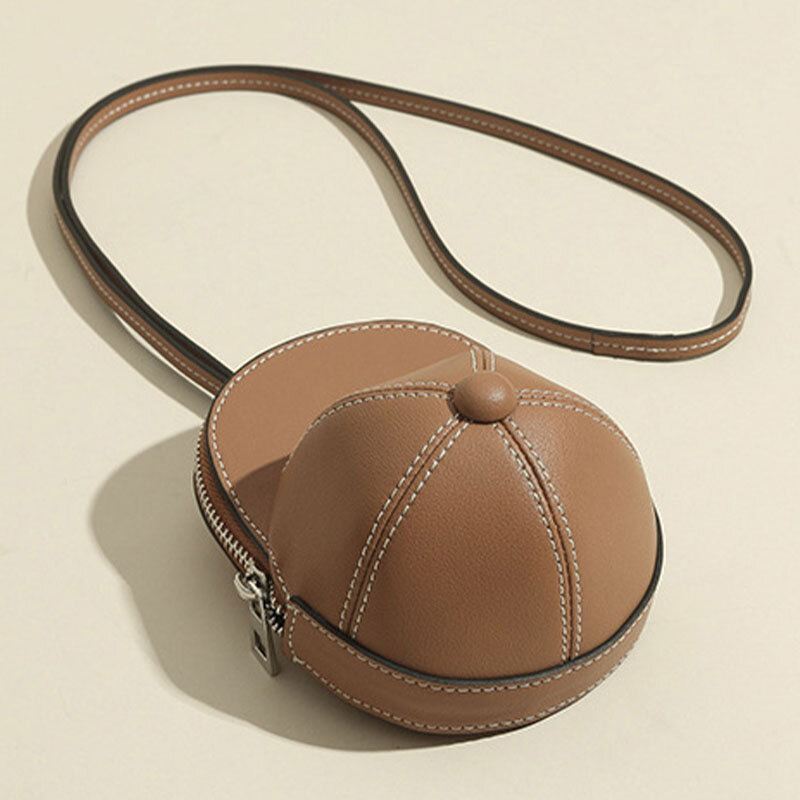 Naisten Keinonahkainen Baseballhatun Muotoinen Causl Creative Olkalaukku Crossbody Laukku