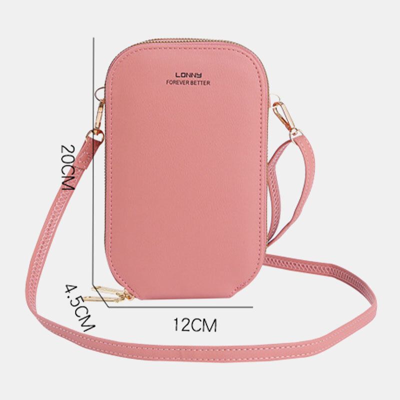 Naisten Keinonahkainen Muotikosketusnäyttö Mini Crossbody Laukku Puhelinlaukku