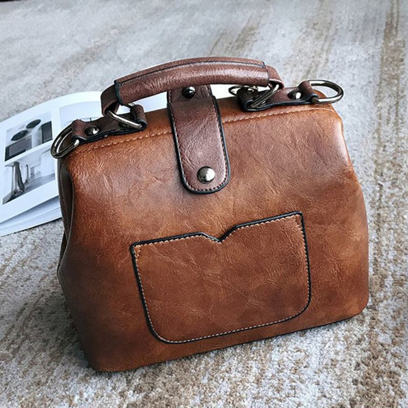 Naisten Keinonahkainen Vintage Suuri Tilavuus Crossbody Laukku Muunnettavissa Hihna Retro Käsilaukku