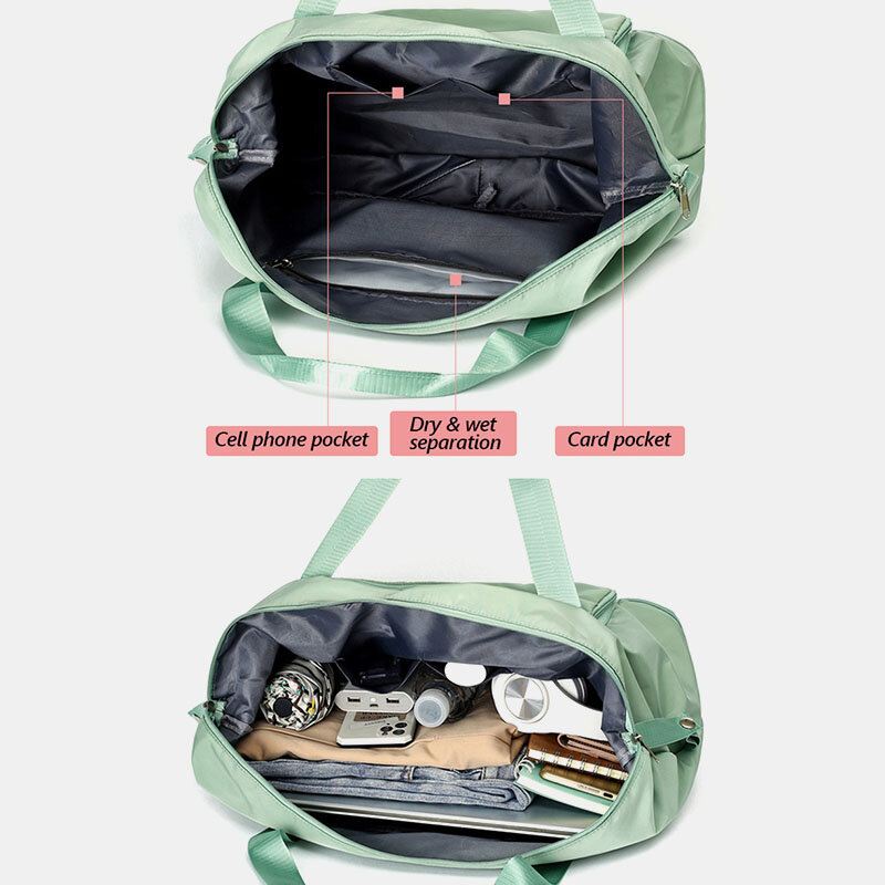 Naisten Oxford Dry Wet Separation-kuntolaukku Skaalautuva Taitettava Design Crossbody Laukku Suuri Kapasiteetti Kiinteä Hihna Vedenpitävä Käytettävä Matkalaukku