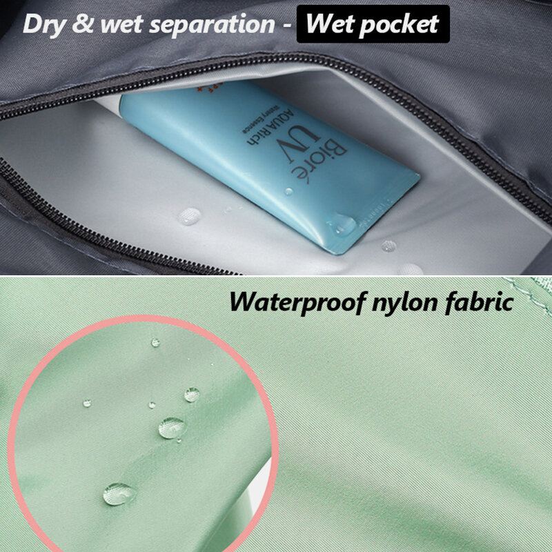 Naisten Oxford Dry Wet Separation-kuntolaukku Skaalautuva Taitettava Design Crossbody Laukku Suuri Kapasiteetti Kiinteä Hihna Vedenpitävä Käytettävä Matkalaukku