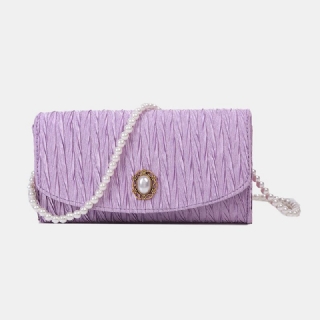 Naisten Polyester Pearl Solid Satchel Olkalaukku Crossbody Laukku